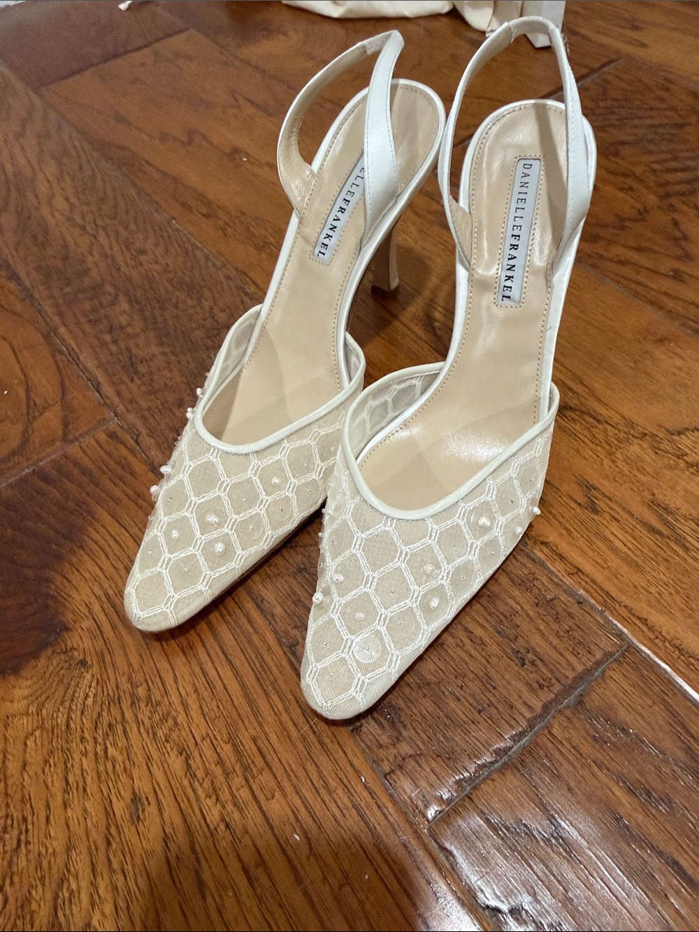 Daniele Frankel Ivory Lace Slingback Heels